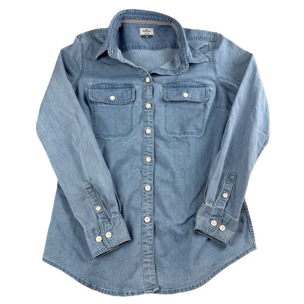 Ridgecut Toughwear Women's S Chambray Denim Button Front Shirt Stretch Western